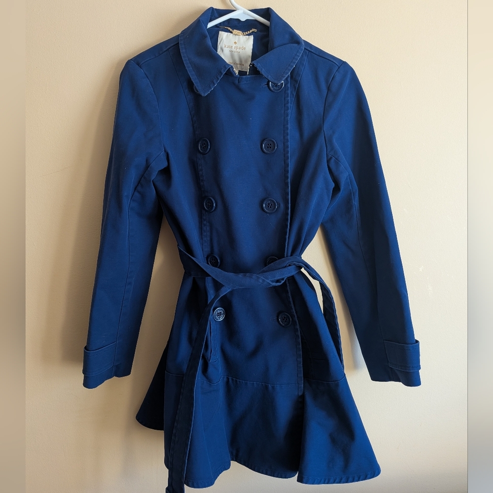 Kate Spade Navy Double-Breasted Raincoat
